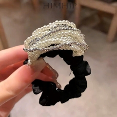 Dây Buộc Tóc HimHip Vải Nhún Gắn Vòng Giả Trai Thanh Lịch 6.6x3cm