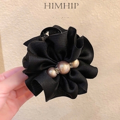 Kẹp Càng Cua HimHip Composite Vải Nơ Dập Nổi Gắn Hạt Giả Trai 9.5x7.5cm