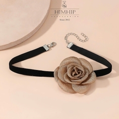 Choker HimHip Bản Dây Gắn Bông Hồng Thanh Lịch 30+7cm