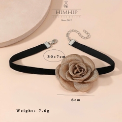 Choker HimHip Bản Dây Gắn Bông Hồng Thanh Lịch 30+7cm