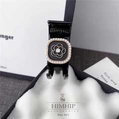 Kẹp Càng Cua HimHip Composite Charm Mặt Vuông Hoa Hồng Viền Giả Trai 3 Răng 5x2cm