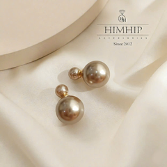 [Noel] Khuyên Tai Nụ HimHip Hạt Tròn To Nhỏ 2 Kiểu Sang Trọng HKCC Mix Hạt Giả Trai 2x0.5cm