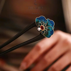 Trâm Cài Tóc HimHip Tam Liên Ngọc Phượng Kèm Hộp Phụ Kiện Áo Dài