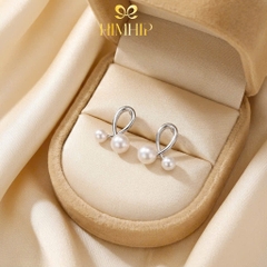 Khuyên Tai Nụ HimHip HKCC White Cherry Trai Thật 5ly và 3ly 1.5x1.2cm
