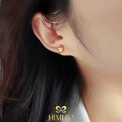 Khuyên Tai Nụ HimHip TiTan Hạt Nhỏ Đính Đá Phale Hai Màu 5.85cm