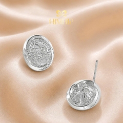 Khuyên Tai Nụ HimHip HKCC Lưới Đá Phale Cổ Điển 1.4x1.1cm