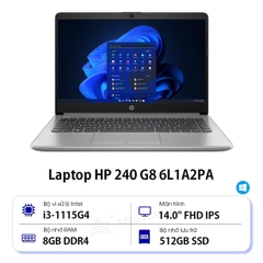 Laptop HP 240 G8 ( 6L1A2PA ) | Bạc | Intel Core I3-1115G4 | RAM 8GB | 512GB SSD | Intel UHD Graphics | 14 Inch FHD | 3Cell | Win 11 SL | 1Yr