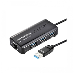 Bộ chia USB Ugreen 20265 từ 1 cổng USB 3.0 ra 3 cổng usb + 1 cổng Lan Giga