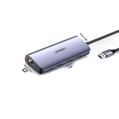 Bộ chia USB 3.0 ra 3 cổng USB 3.0 + Lan Gigabit 1000Mbps Ugreen 60812 cao cấp