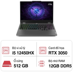 Laptop Lenovo LOQ Gaming 15IAX9 (i5 12450HX/ 12GB/ 512GB SSD/ RTX 3050 6Gb/ 15.6 inch FHD/ 144Hz/ Win11/ 2Y)