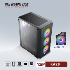 VỎ CASE MÁY TÍNH VSP GAMING KA28- ĐEN + 4Fans Led