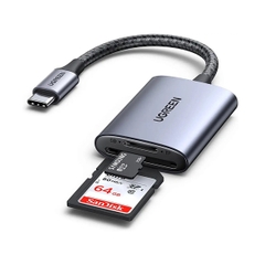 Đầu đọc thẻ SD/TF chuẩn USB Type-C Ugreen 80888 vỏ nhôm