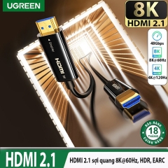 Cáp HDMI 2.1 sợi quang lõi đồng 20m hỗ trợ 8K/60Hz, 4K/120Hz chính hãng Ugreen 80408 cao cấp