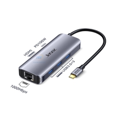 HUB USB-C sang HDMI+RJ45 gigabit+USB 3.0+PD 100W JASOZ T-H111