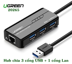 Bộ chia USB Ugreen 20265 từ 1 cổng USB 3.0 ra 3 cổng usb + 1 cổng Lan Giga