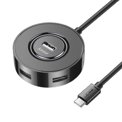 Hub chia USB-C ra 4 cổng USB-A 2.0 cáp dài 1M JASOZ T-F140 cao cấp (đen)