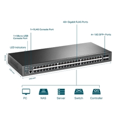 Switch Quản Lý JetStream 48-Cổng Gigabit L2+với 4 khe 10GE SFP+ TP-LINK TL-SG3452X