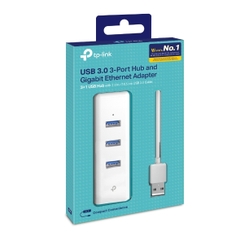 USB 3.0 3-Port Hub & Gigabit Ethernet Adapter 2 in 1 USB Adapter UE330