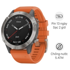Garmin Fenix 6–Titanium with Ember Orange Band