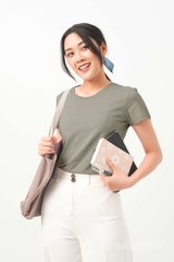 Áo Thun Nữ Cổ Tròn Màu Oliu