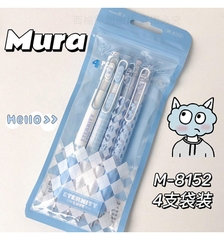 Set 4 Bút Gel Đen - Mura M8152  White &Blue