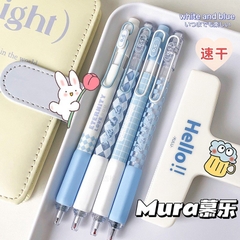 Set 4 Bút Gel Đen - Mura M8152  White &Blue