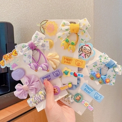 Set 9 Kẹp + Dây Buộc Tóc Vải Hoa