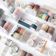 Bộ 10 Washi Tape trơn WA09 - Retro - Dot