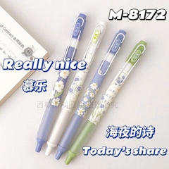 Set 4 Bút Gel Đen - Mura M8172 Hoa Nhí