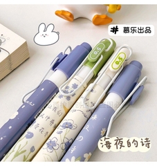 Set 4 Bút Gel Đen - Mura M8172 Hoa Nhí