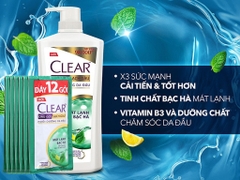 Dầu gội sạch gàu Clear mát lạnh bạc hà 5.8ml x 12 gói