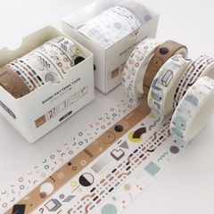 Bộ 5 Washi Tape WA01 -Trắng