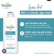 Nước Tẩy Trang Simple Sạch Sâu, Cấp Ẩm xanh dương 400ml