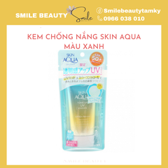Kem chống nắng skin Aqua SPF50+ xanh da mụn