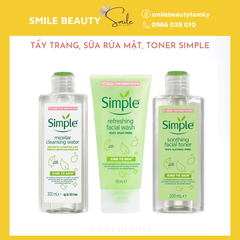 Combo dưỡng da Simple sữa rửa mặt, toner, tẩy trang