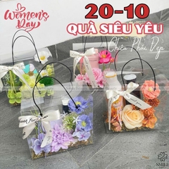 Túi đựng quà trong suốt kèm hoa