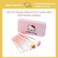 Set cọ trang điểm Kitty 7 món kèm hộp nhôm (màu hồng)