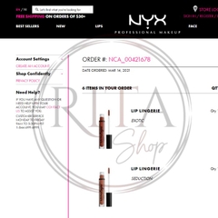 Son kem lì matte NYX Lingerie liquid lipstick màu Exotic & Seduction