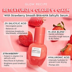 Serum Glow Recipe Strawberry Smooth BHA + AHA Salicylic Acid làm mịn da 30ml full box