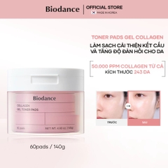 Toner pad Biodance dạng gel cấp ẩm thu nhỏ lỗ chân lông làm dịu da 60 miếng/hộp 140g