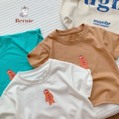 Áo phông cộc tay trơn cho bé trai bé gái unisex ngắn tay cotton màu trắng vàng 1 đến 7 tuổi BERNIE