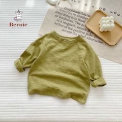 Áo phông trơn dài tay unisex cho bé trai gái BERNIE cotton xược mềm mại nhiều màu 8 đến 25kg 22A234
