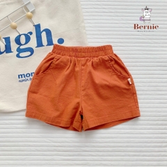 Quần sooc đùi linen kaki mềm bé trai bé gái unisex màu trắng nâu be BERNIE phong cách hàn quốc 7kg đến 30kg