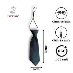 Cà vạt caravat trẻ em bé trai bé gái màu đen BERNIE thắt sẵn tiện lợi cho bé 1 tuổi đến 20 tuổi