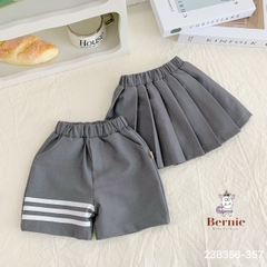 Set đồ sơ mi đồng phục đôi ngắn tay cho bé trai bé gái phối sọc kèm cà vạt đi học đi chơi 1đến 7t BERNIE 23B356