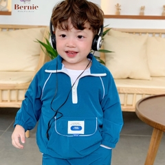 Bộ đồ sơ mi gió dài tay áo khoác gió thể thao quần dài cho bé trai bé gái có khóa kéo 1 đến 7 tuổi BERNIE Kids