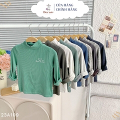 Áo phông cố lọ cao 3 phân dài tay basic cho bé trai bé gái thun cotton tăm 1 đến 7 tuổi BERNIE kids