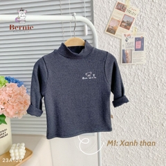Áo phông cố lọ cao 3 phân dài tay basic cho bé trai bé gái thun cotton tăm 1 đến 7 tuổi BERNIE kids