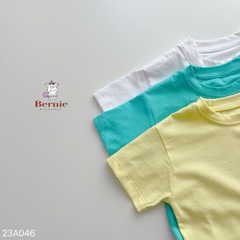 Áo phông cộc tay trơn cho bé trai bé gái unisex ngắn tay cotton màu trắng vàng 1 đến 7 tuổi BERNIE