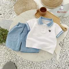 Đồ bộ ngắn tay polo cho bé trai áo thun polo kèm quần short thêu tên lửa BERNIE 0723B032